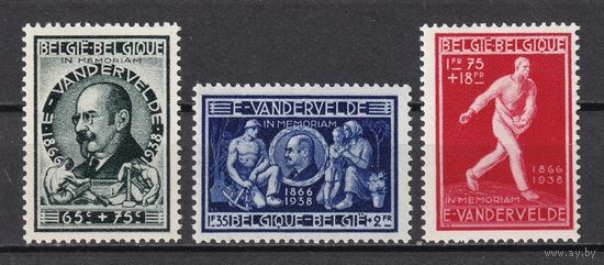 76.Bg. Бельгия. Эмиль Вандервельде. 1946 г. Полная серия. Mi.##763-765 (*).