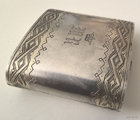 Табакерка или таблетница... Старинная серебряная коробочка . 84 проба. 1877 г