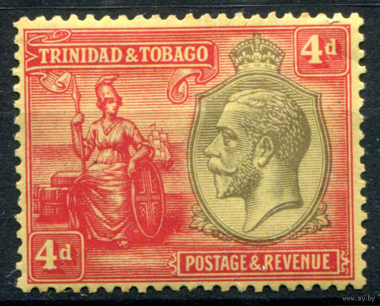 Британские колонии - Тринидад и Тобаго - 1922/28г. - Британия, король Георг V, wz 4, 4 P - 1 марка - MH [Mi 102]. #4-B5-124-A-2