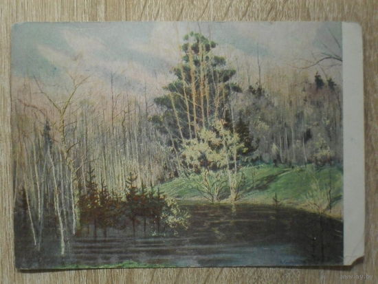 ЧИСТАЯ ОТКРЫТКА СССР. ВЕСНА. худ. Н.М. РОМАДИН. 1954 год.