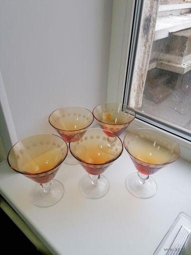 Бокалы фужеры - Золотая Свадьба автор Рогов, Гусь Хрустальный СССР.