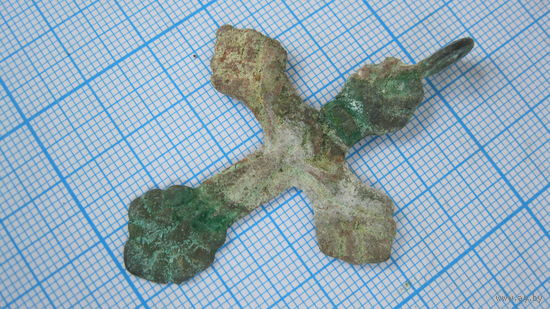 Крестик старинный, нательный. Бронза, литье.