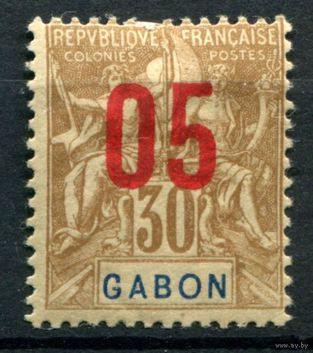 Французские колонии - Габон - 1912г. - аллегория, надпечатка 05 на 30 с - 1 марка - MH [Mi 77]. #4-W1-129-A-1