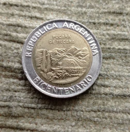 Werty71 Аргентина 1 песо 2010 200 лет Аргентине развалины крепости Пукара около г Тилькара биметалл