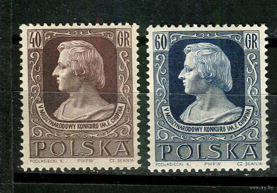 Польша - 1955 - V Международный конкурс пианистов имени  Шопена - (пятно на клее) - [Mi. 899-900] - полная серия - 2 марки. MNH.  (Лот 56HV)-TG3P25