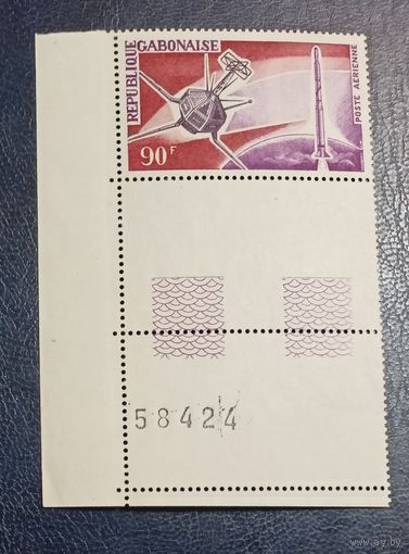 Габон** 1965 космос спутник FR-1 без наклеек и их следов поля!