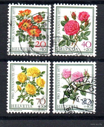 Розы Швейцария 1977 год серия из 4-х марок