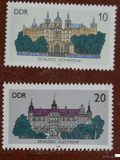 ГДР 1986 год Замки, расположенные на территории ГДР М: 3034-3035 MNH