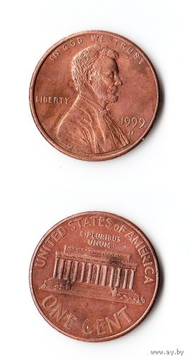 1 цент США 1999 (D)  года