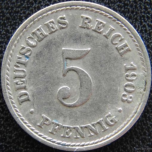 YS: Германия, Рейх, 5 пфеннигов 1903F, KM# 11 (2)