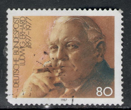 Германия/ФРГ/1987/ Известные Люди / Политики / Эрхард Людвиг / Michel #DE 1308 / 1 Юбилейная Марка