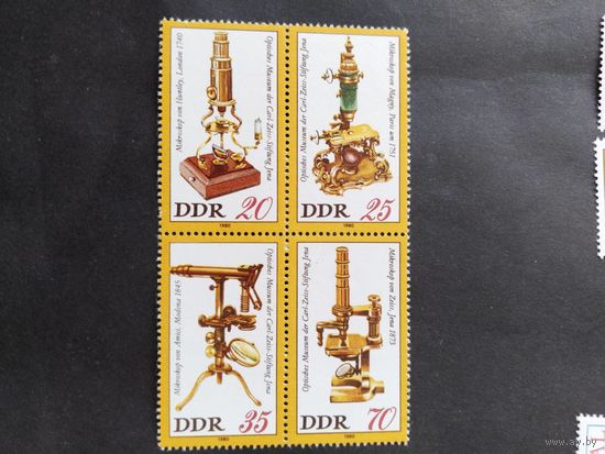 ГДР  1980    кв/бл стар.микроскопы
