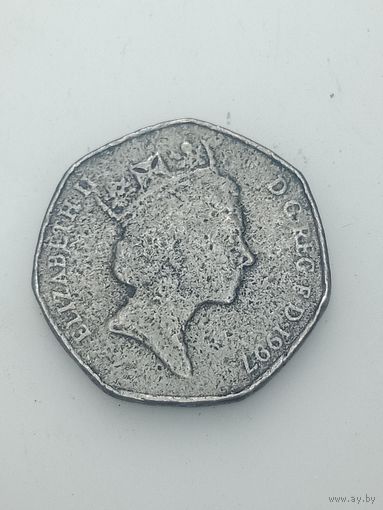 Великобритания  50 пенни 1997 года .