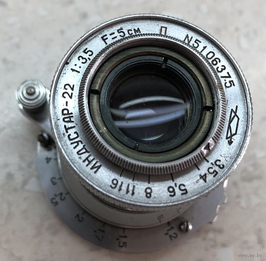 Объектив Индустар-22 3.5/50, 1955 г., КМЗ, выдвижной, гордая красная буковка "П"