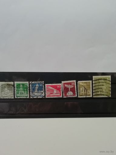 Западный Берлин 1956 Семь марок серии "Стандарт" (гашеные без клея) Mi.143-147,150,153 каталог 6.20 евро