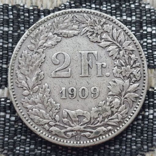 Швейцария 2 франка 1909 года, B. Серебро! Сторгуй за свою цену, предложи обмен!