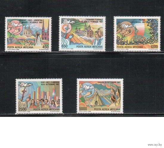 Ватикан-1988,(Мих.952-956) **   , Визиты Папы Иоанна Павла II(полная серия)