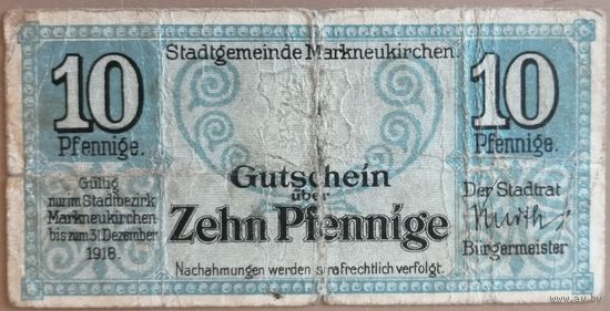 Германия 10 пфеннигов 1918 г Маркнойкирхен (Markneukirchen)