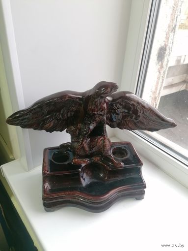 Шикарный письменный прибор, терракота, Орел и ягненок, очень редкий сюжет и исполнение