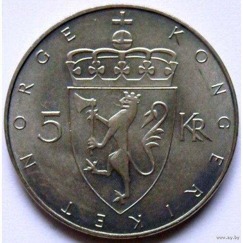 Норвегия 5 крон, 1975 100 лет кроне UNC