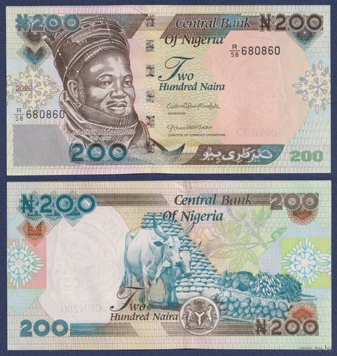 Нигерия, 200 найра 2022 г, P-29 (R, политик Ахмаду Белло, быки), UNC
