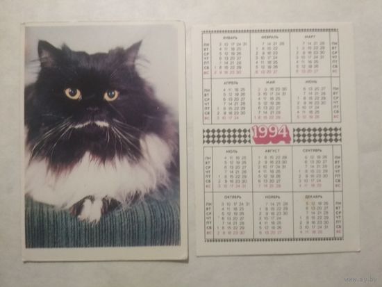 Карманный календарик. Котик.1994 год
