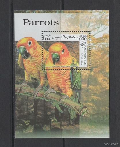 Сомали 1999** Фауна Птицы Попугаи Блок