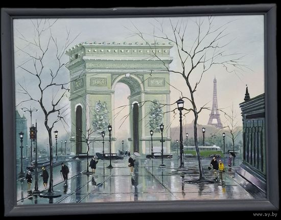 Картина 54x44см. Холст-масло в раме. Триумфальная арка. Хорошая работа.