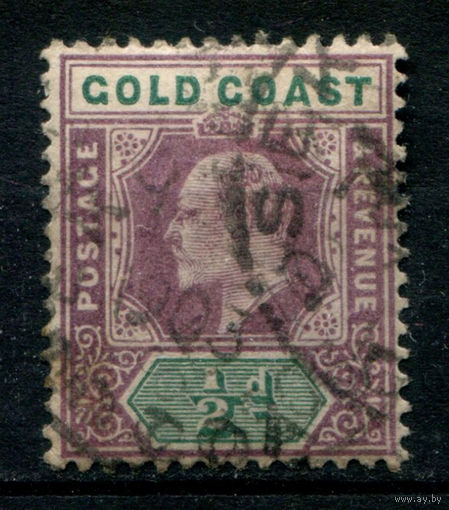 Британские колонии - Золотой Берег - 1902г. - король Эдуард VII, 1/2 Р - 1 марка - гашёная. Без МЦ!