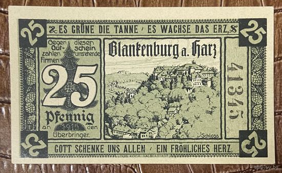 Нотгельд 25 пфеннигов 1920 год. Бланкенбурга-на-Гарце. Веймарская республика