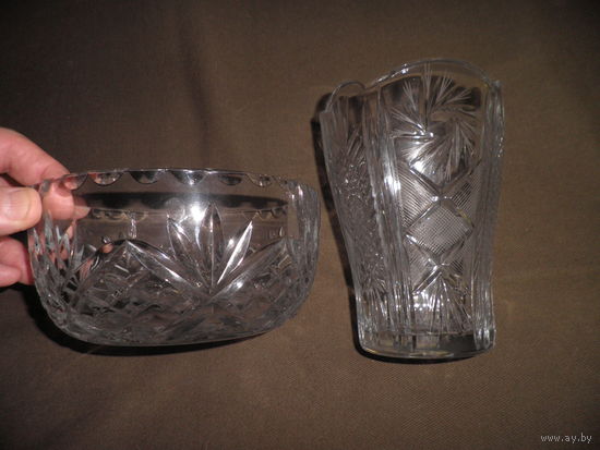 Хрусталь из СССР.Ваза-2 шт.С рубля.