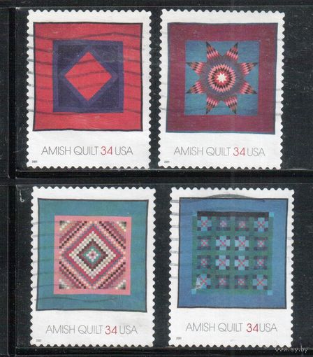 США-2001 (Мих.3478-3481) ,  гаш., Прикладное искусство, Ткачество,(полная серия)(1)