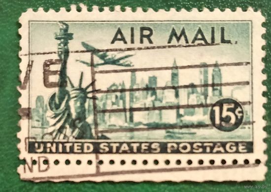 США 1947. Панорама Нью Йорка со Статуей Свободы