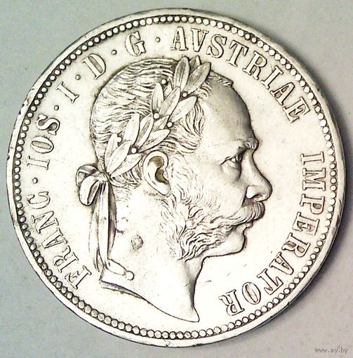 РАСПРОДАЖА!!! - АВСТРИЯ 1 флорин 1879 год "ФРАНЦ ИОСИФ I" (серебро)