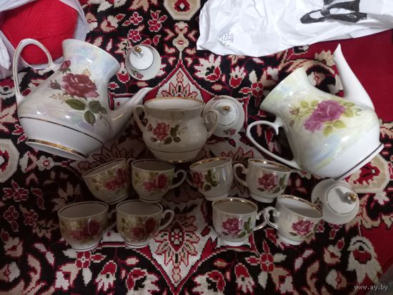 Кофейно-чайный сервиз Розы фарфор МФЗ Минск СССР разумный торг