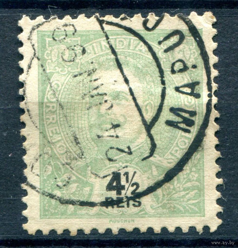 Португальские колонии - Индия - 1898/1901г. - Король Карлуш I, 4 1/2 R - 1 марка - гашёная [Mi 177]. #1-Po-13-A-1