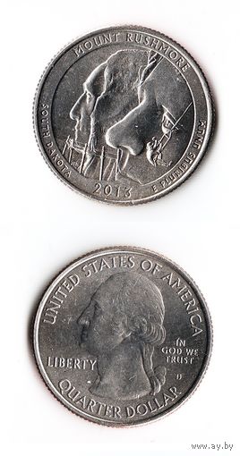 25 центов США 2013 Национальный мемориал Гора Рашмор (Южная Дакота)  D