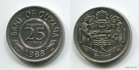 Гайяна. 25 центов (1988, XF)
