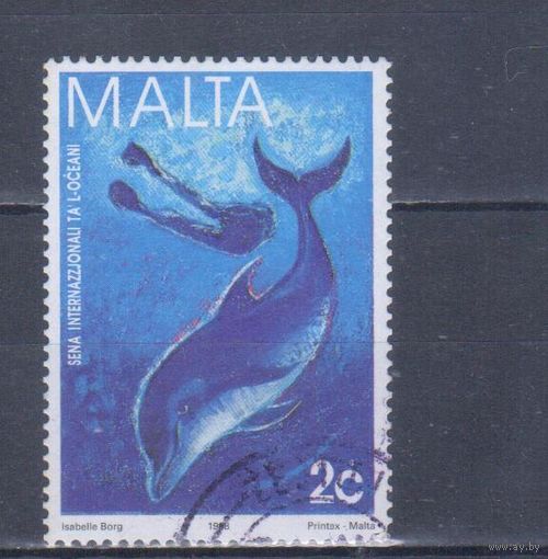 [78] Мальта 1998. Морская фауна.Дельфин. Гашеная марка.