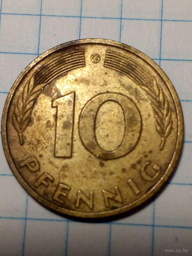 10 пфеннигов ФРГ 1990 G год