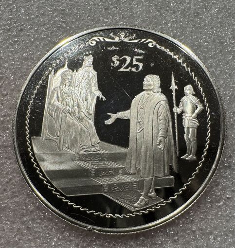 25 долларов 1992 21,5г серебро 925 пр 500 лет открытию нового света