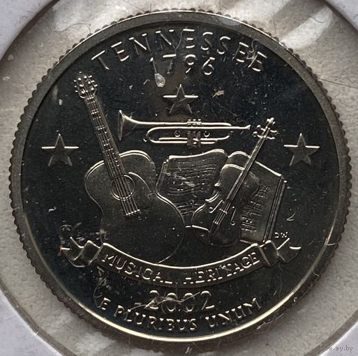 США 25 центов (квотер) 2002 г. Штат Теннесси. S - Сан-Франциско. В холдере