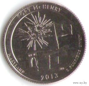 25 центов 2013 г. Парк=19 Национальный мемориал Форд Мак-Генри Мэриленд Двор S _UNC