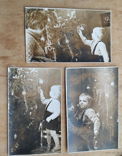 5 фото ребенка возде новогодней елки. 1969 г. 8х13 см. Цена за все.
