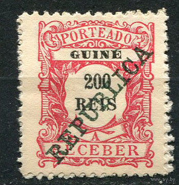 Португальские колонии - Гвинея - 1911 - Надпечатка REPUBLICA на 200R. Portomarken - [Mi.19p] - 1 марка. Чистая без клея.  (Лот 85BK)