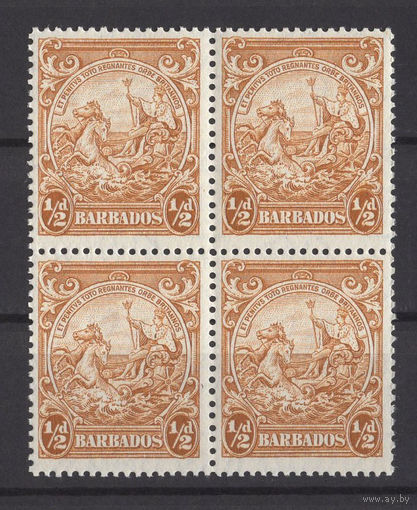 1938 Барбадос /Barbados** 0.5d стандарт Герб колонии Колесница Король Георг VI кварт SG#248с