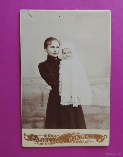Фото кабинет-портрет "Мать  и дитя", Польша?, Зап. Бел.?, до 1917 г.