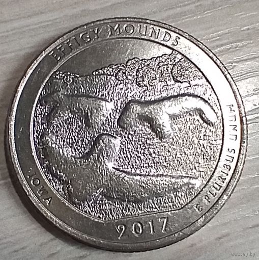 25 центов США, квотер национальный парк EFFIGY MOUNDS, 2017, P