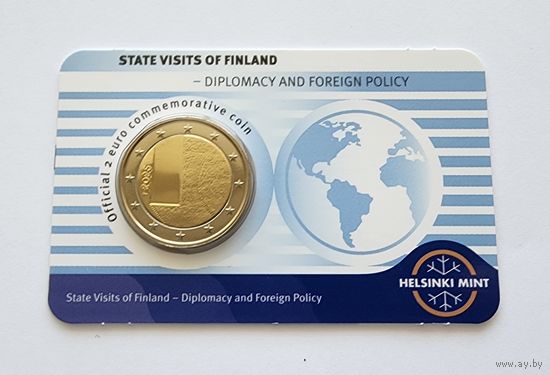 Финляндия 2 евро 2025 дипломатия и внешняя политика (на английском языке), в карте