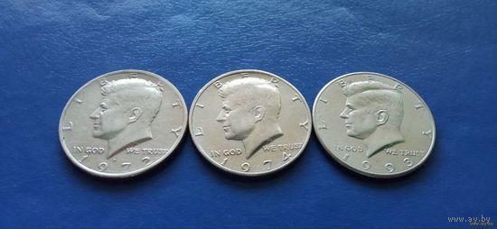 50 центов (1/2 доллара) 1972,1974 и 1993 год США ( Состояние на фото)